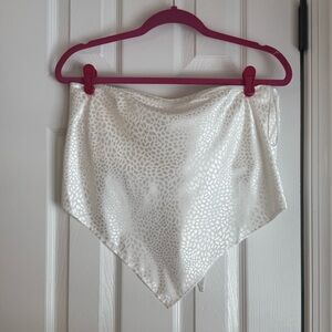 White Satin Scarf Top with Textured Pattern